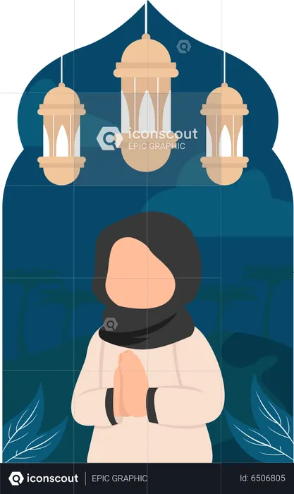 Hijab girl doing namaz  Illustration