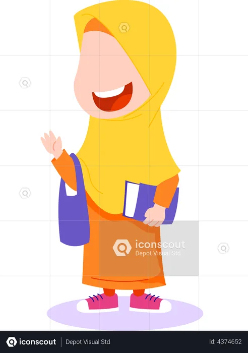 Hijab girl holding book  Illustration