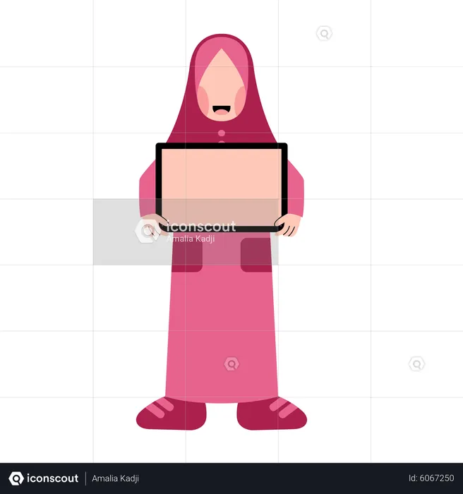 Hijab girl holding placard  Illustration