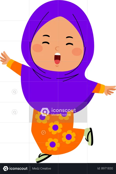 Hijab girl jumping  Illustration