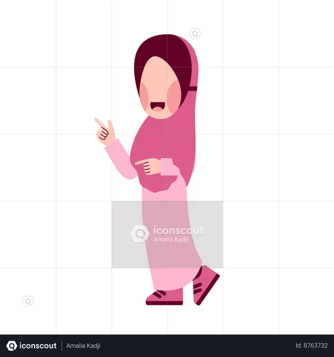 Hijab girl pointing something  Illustration