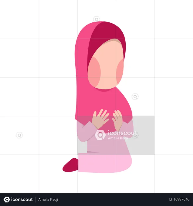 Hijab Girl Praying  Illustration