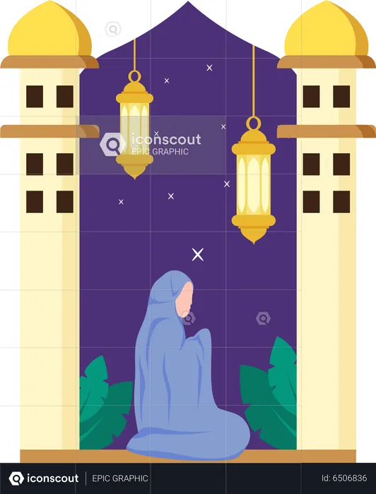 Hijab girl praying namaz  Illustration