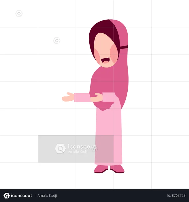 Hijab girl showing something  Illustration