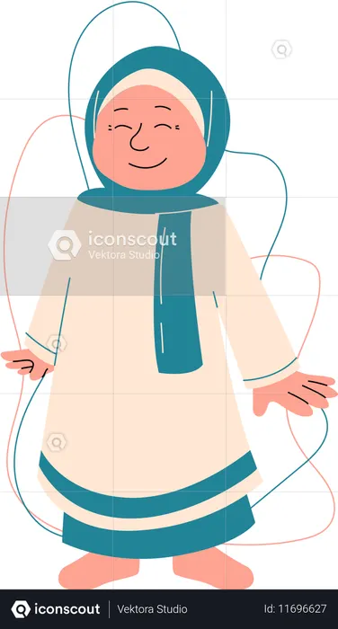 Hijab girl wearing muslim dress  Illustration