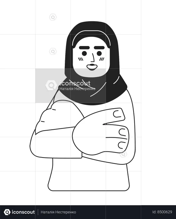 Hijab jeune femme adulte confiant les bras croisés  Illustration