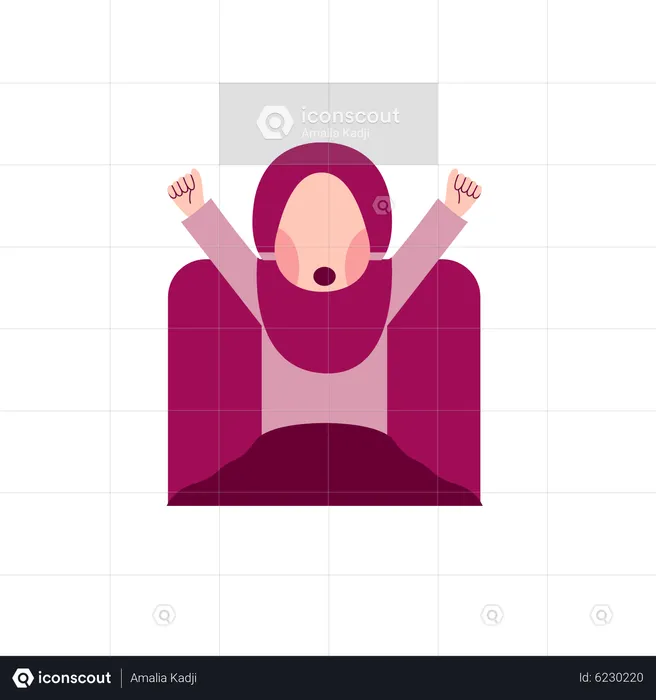 Hijab Kid Waking Up  Illustration