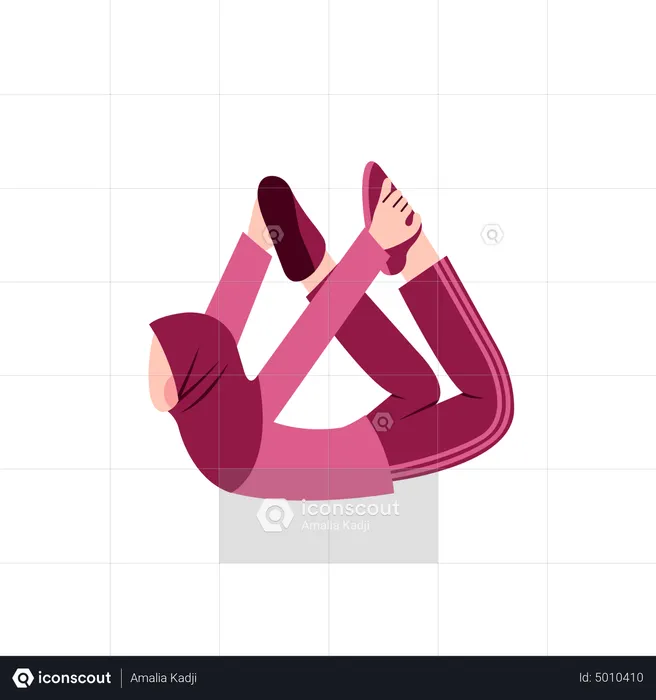 Hijab Lady Stretching  Illustration