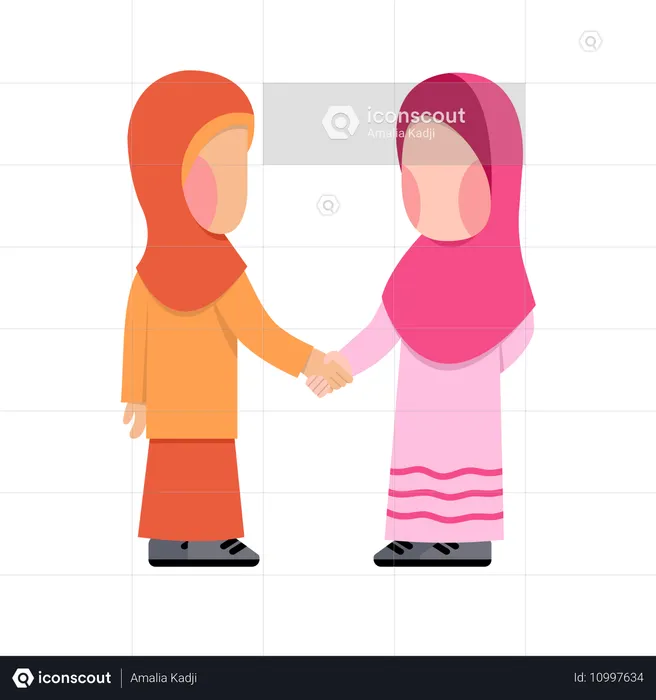 Hijab-Mädchen schütteln Hände  Illustration