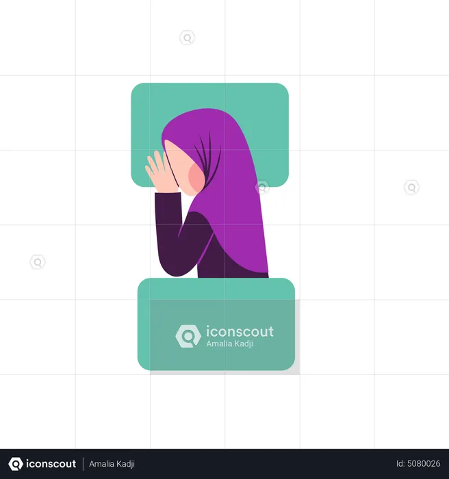 Mujer hijab durmiendo del lado derecho  Ilustración