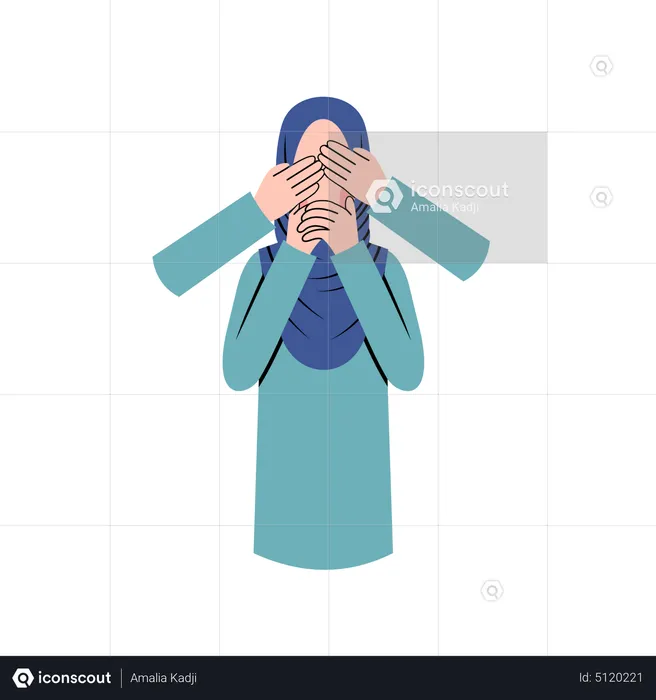 Mujer hijab que tiene problemas bipolares  Ilustración