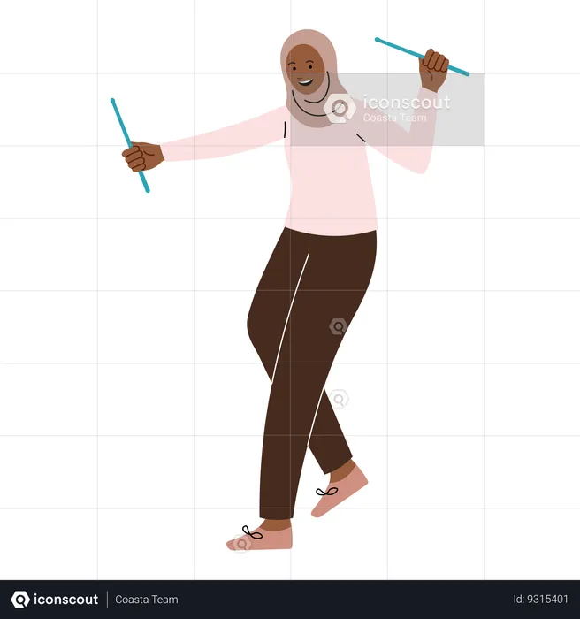 Mulher Hijab fazendo treino de libra  Ilustração