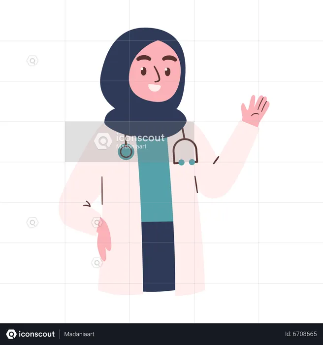 Hijab mulher médica  Ilustração