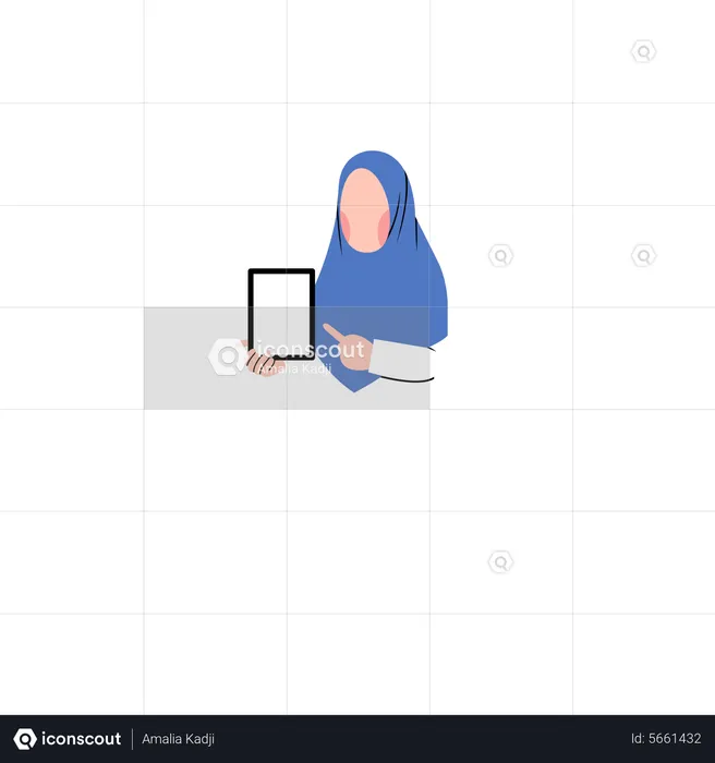 Professor Hijab mostrando algo  Ilustração