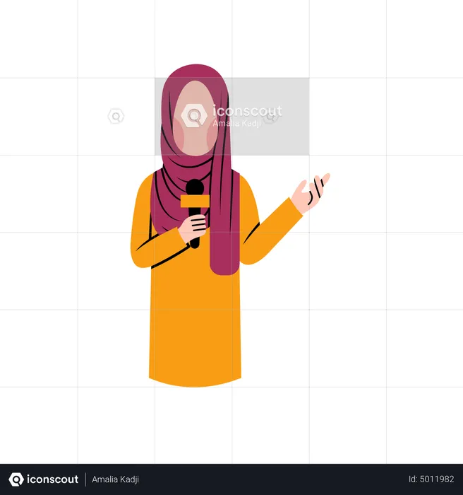 Hijab Reporter reporting news channel  Illustration