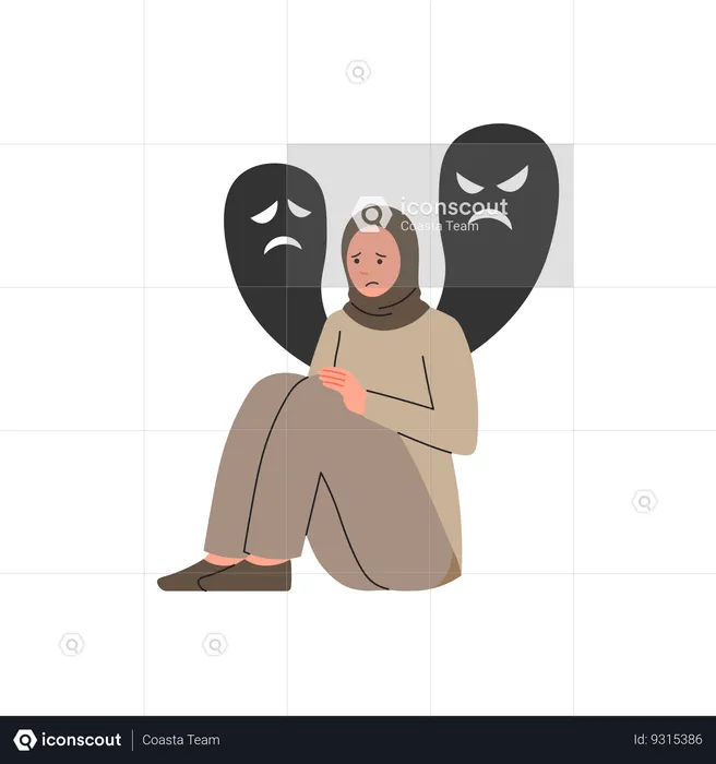 Hijab Woman Depression  Illustration