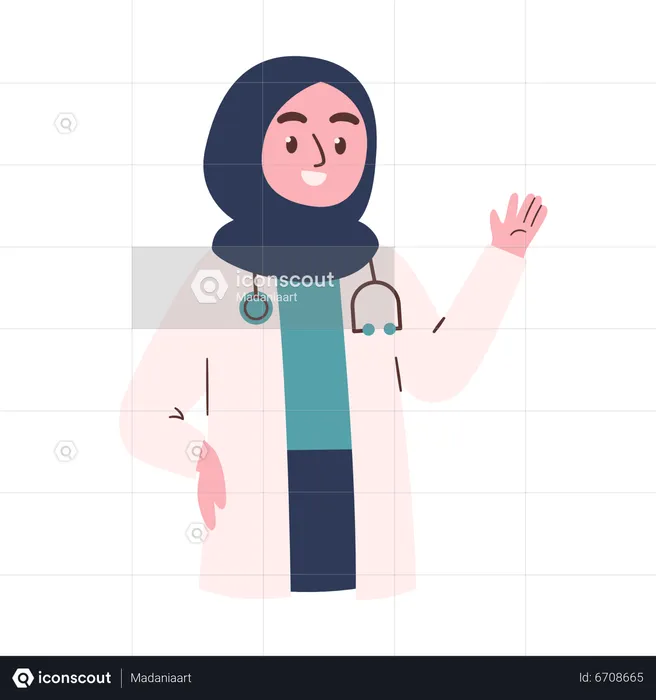 Hijab Woman Doctor  Illustration