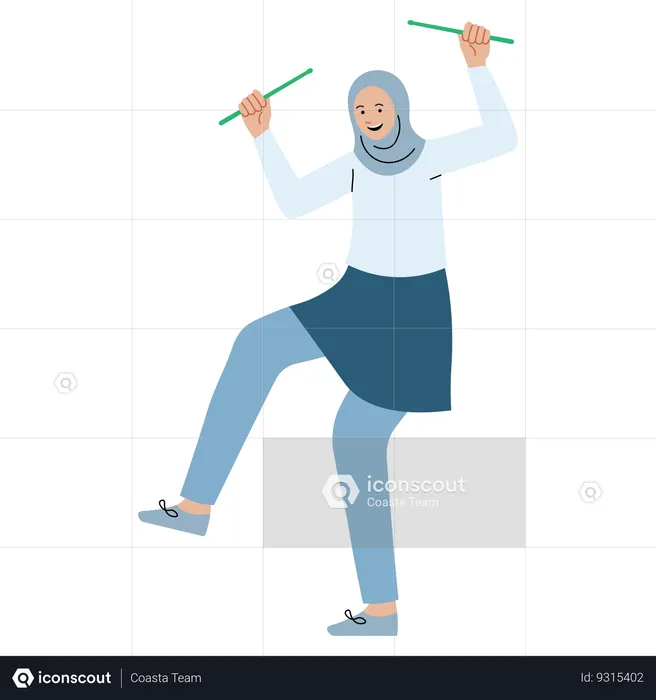 Hijab Woman doing poundfit workout  Illustration