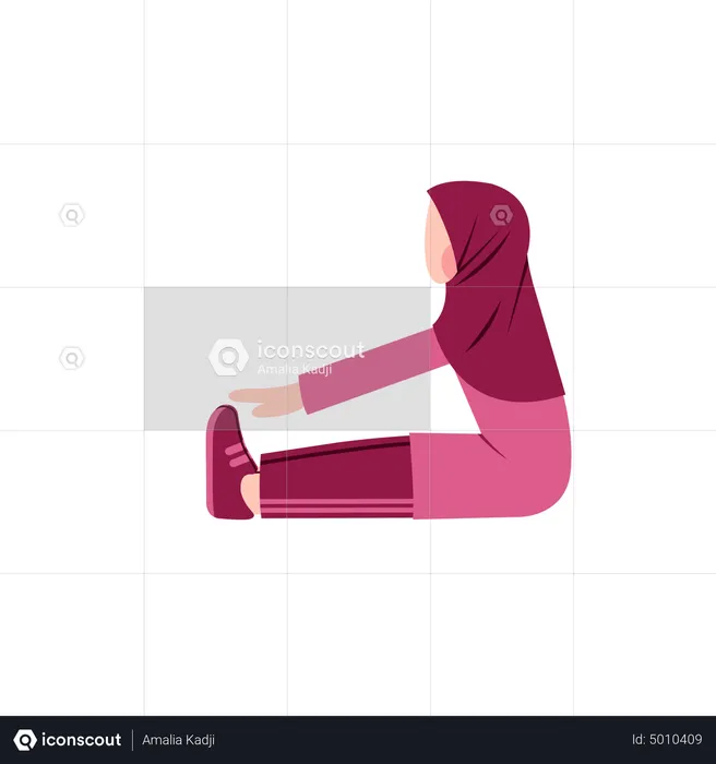 Hijab Woman Doing Yoga  Illustration