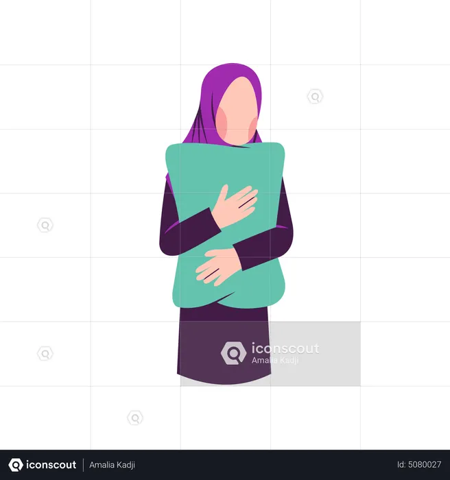 Hijab woman going to sleep  Illustration