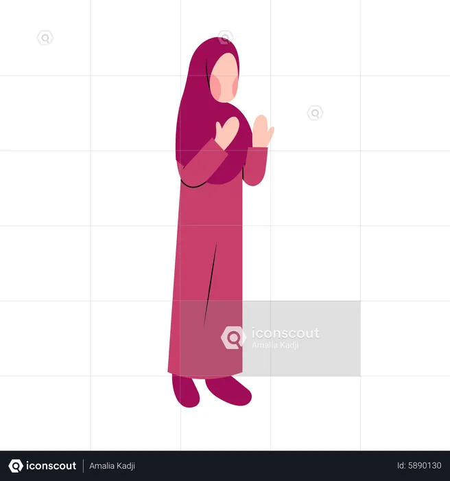 Hijab Woman Praying  Illustration