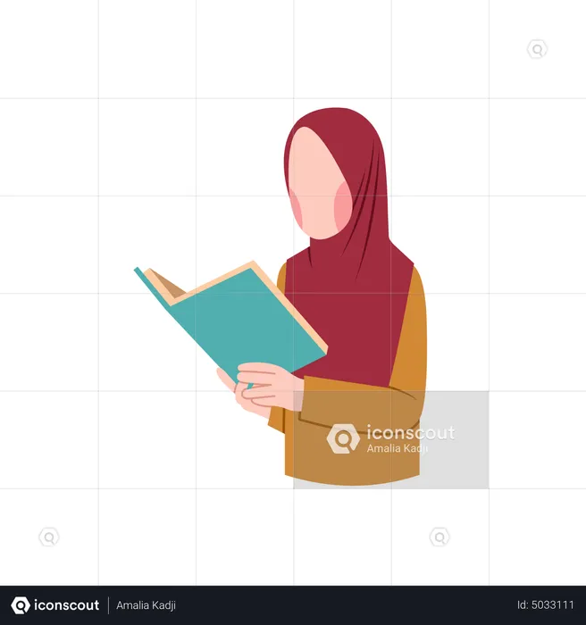 Hijab woman reading book  Illustration