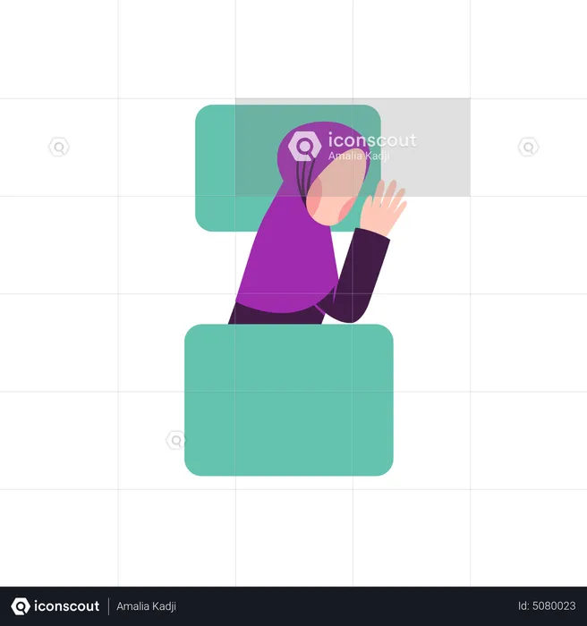 Hijab woman sleeping on left side  Illustration