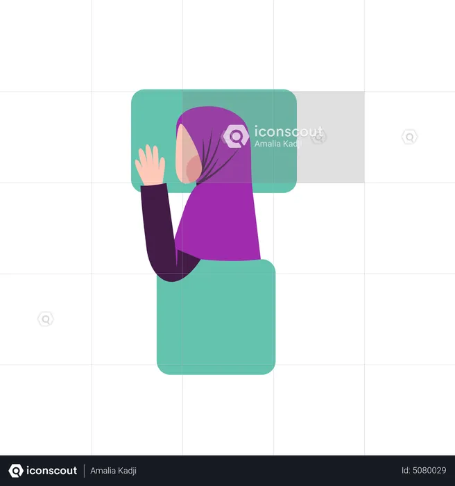 Hijab woman sleeping on side way  Illustration