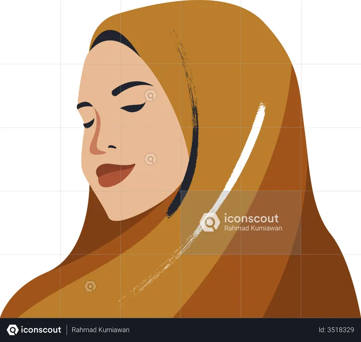 Hijab woman with covered head  Illustration