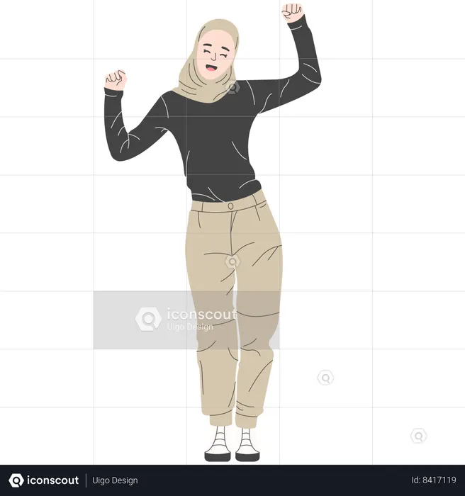 Hijab Woman with Pashmina Posing in Outdoor Clothing  Illustration