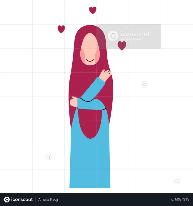 Hijab Woman With Self Love  Illustration