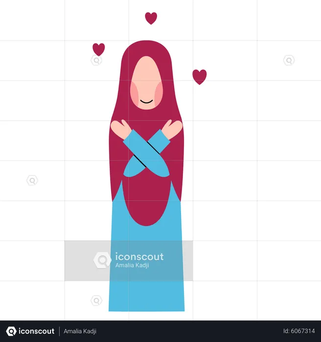 Hijab Woman With Self Love  Illustration