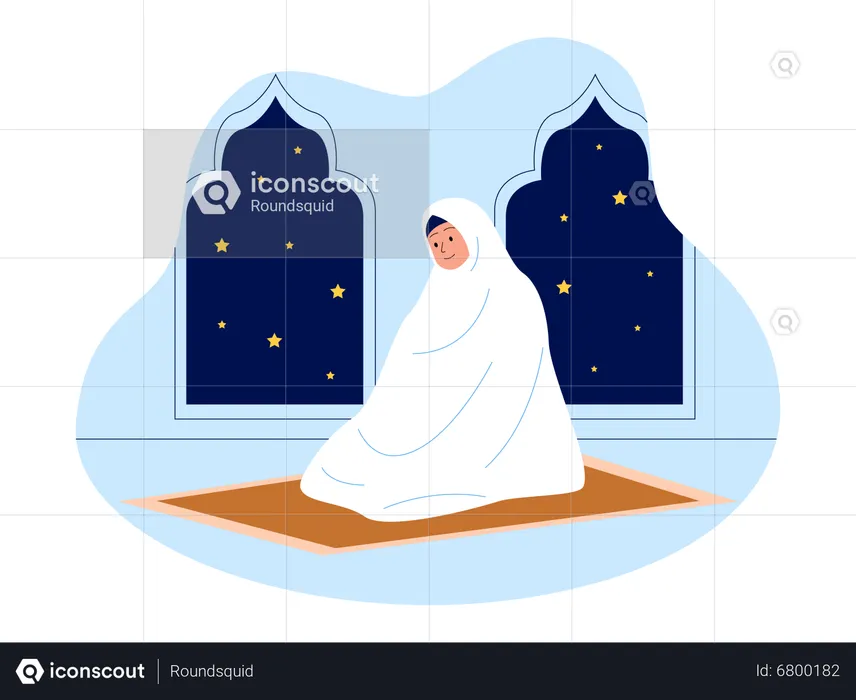 Hijabi girl praying during Ramadan  Illustration