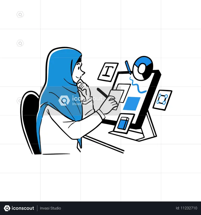 Hijabi Graphic Designer  Illustration