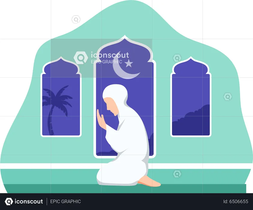 Hijjab woman doing namaz praying  Illustration