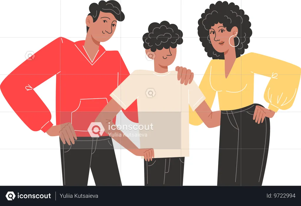 Hijo con sus padres  Ilustración