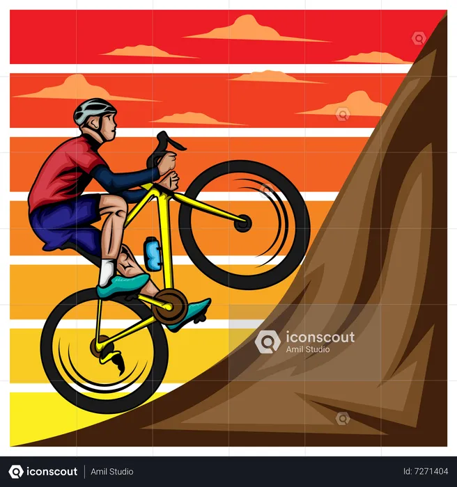 Hill biking  Illustration