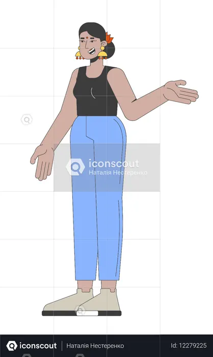 Hindu-Frau in Freizeitkleidung gestikuliert beim Sprechen  Illustration