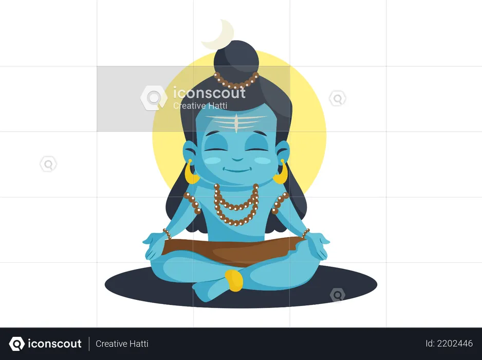 Hindu God Shiva Cartoon face  Illustration