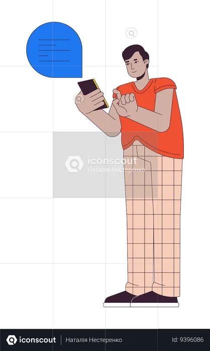 Hindu man with overweight holding smartphone  Illustration