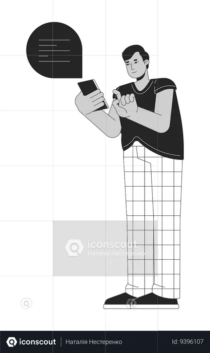 Hindu man with overweight holding smartphone  Illustration