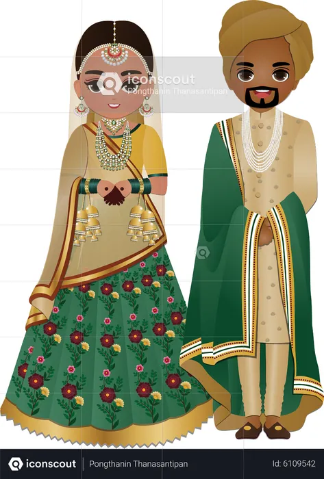 Hinduistisches Paar in Hochzeitskleidung  Illustration