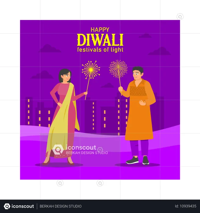 Povo hindu celebra diwali  Ilustração