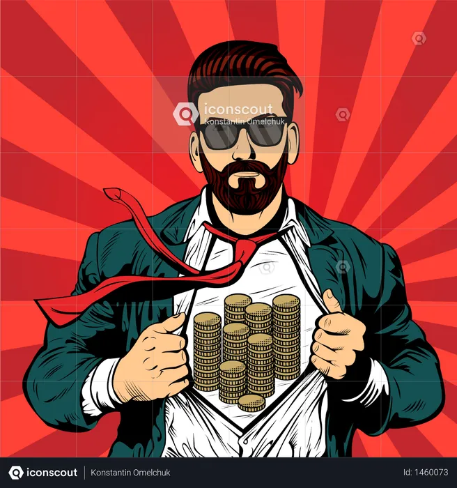 Hipster beard male businessman pop art retro vector illustration  Illustration