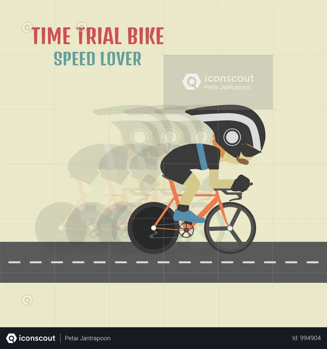 Hipster Cyclist On Time Trial Bike  Illustration