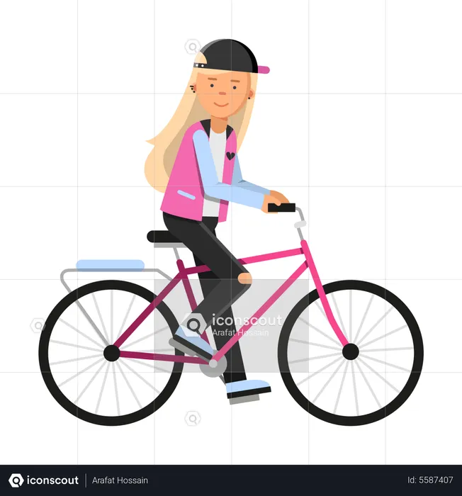 Hipster girl riding bicycle  Illustration