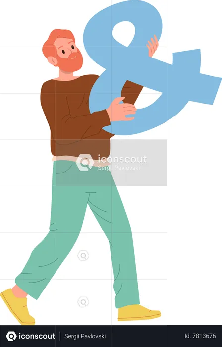 Hipster man carrying ampersand  Illustration