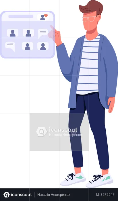 Hipster Man chatting online  Illustration