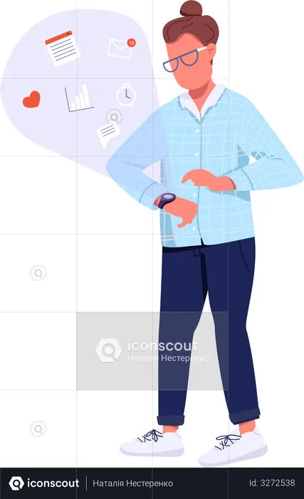 Hipster using smartwatch  Illustration