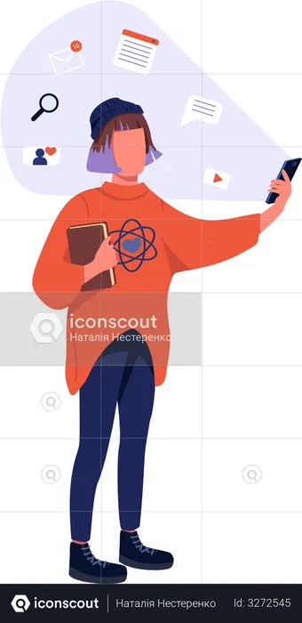 Hipster with smartphone  Illustration